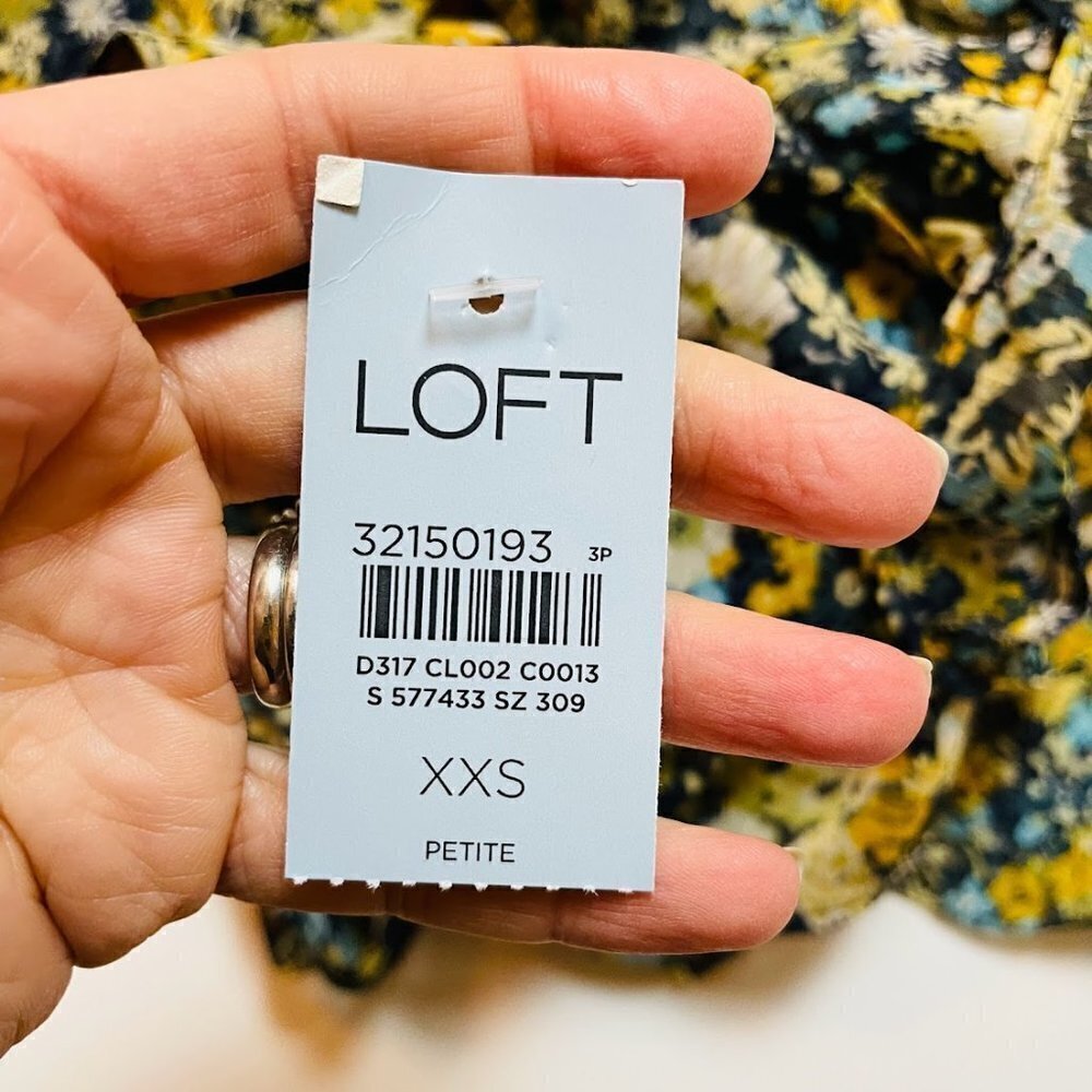 NWT Ann Taylor LOFT Dress Midi Floral Cottagecore Ruffle Button Down Petite XXS - Picture 7 of 10